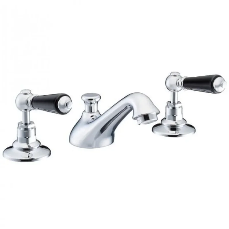Marflow St James London Lever Black Chrome Ceramic Disc 3 Hole Basin Mixer product image - Image 1