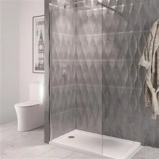 EB Vantage 2000 8mm Easy Clean 2000mm x 300mm Walk-In Shower Panel - Chrome product image - Image 1
