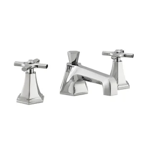 Crosswater Waldorf 3 Hole Deck Mounted Basin Mixer Tap Set with Chrome Crosshead Handles (New Collars) Chrome