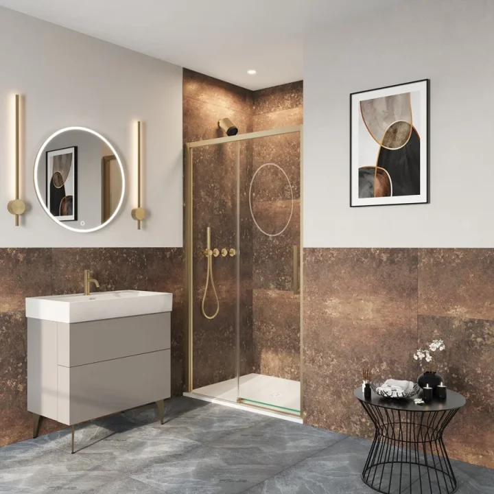 Crosswater Asura 8mm Sliding Door 1100 Brushed Brass product image - Image 1