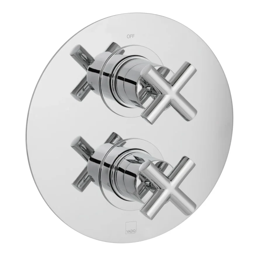 Vado Dx Elements 2 Outlet 2 Handle Concealed Thermostatic Valve Round Backplate Chrome product image - Image 1