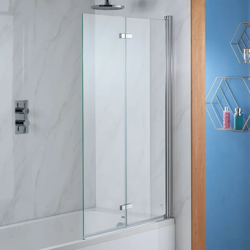 Qualitex Genesis Deluxe 2-Fold Square Chrome Bath Screen - 1350 x 920mm product image - Image 1