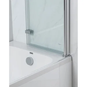 Qualitex Genesis Deluxe 2-Fold Square Chrome Bath Screen - 1350 x 920mm detail view - Image 2