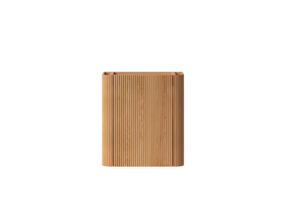 Faeber Lunar Cloakroom Curved Fluted Vanity Unit 450mm - Oak - Left product image - Image 1