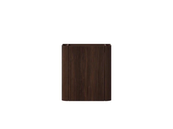 Faeber Lunar Cloakroom Curved Fluted Vanity Unit 450mm - Walnut - Right