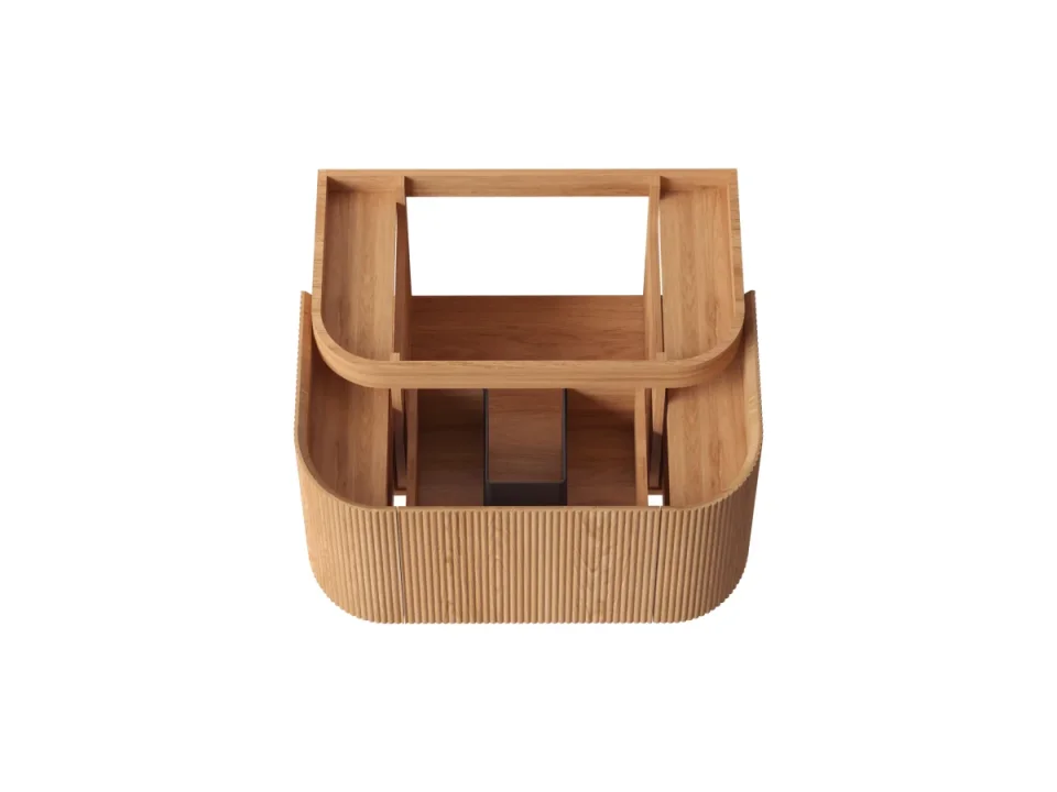 Faeber Lunar 3 Drawer Curved Fluted Vanity Unit 800mm - Oak product image - Image 1