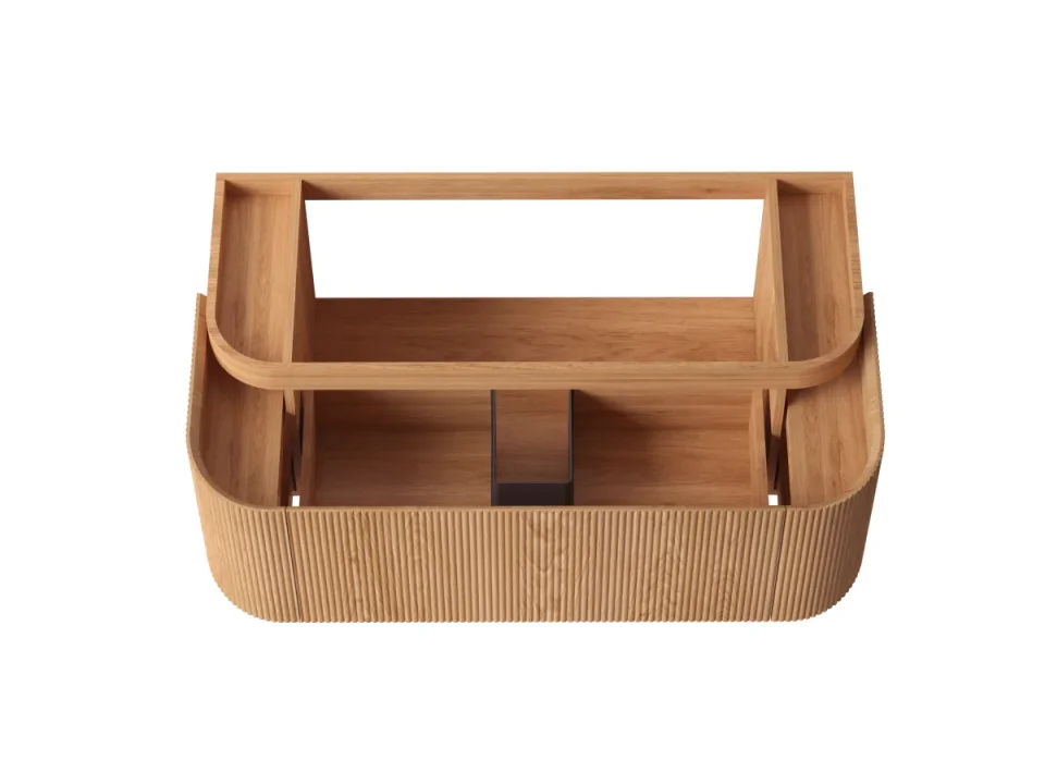 Faeber Lunar 3 Drawer Curved Fluted Vanity Unit 1200mm - Oak product image - Image 1