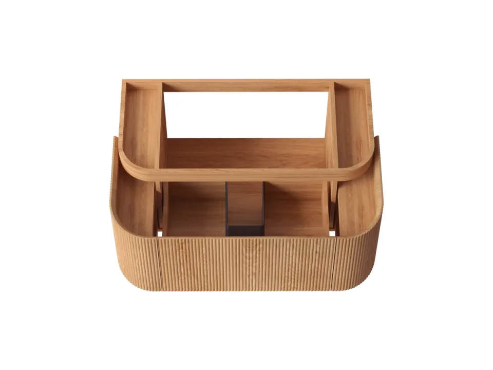 Faeber Lunar 3 Drawer Curved Fluted Vanity Unit 1000mm - Oak product image - Image 1