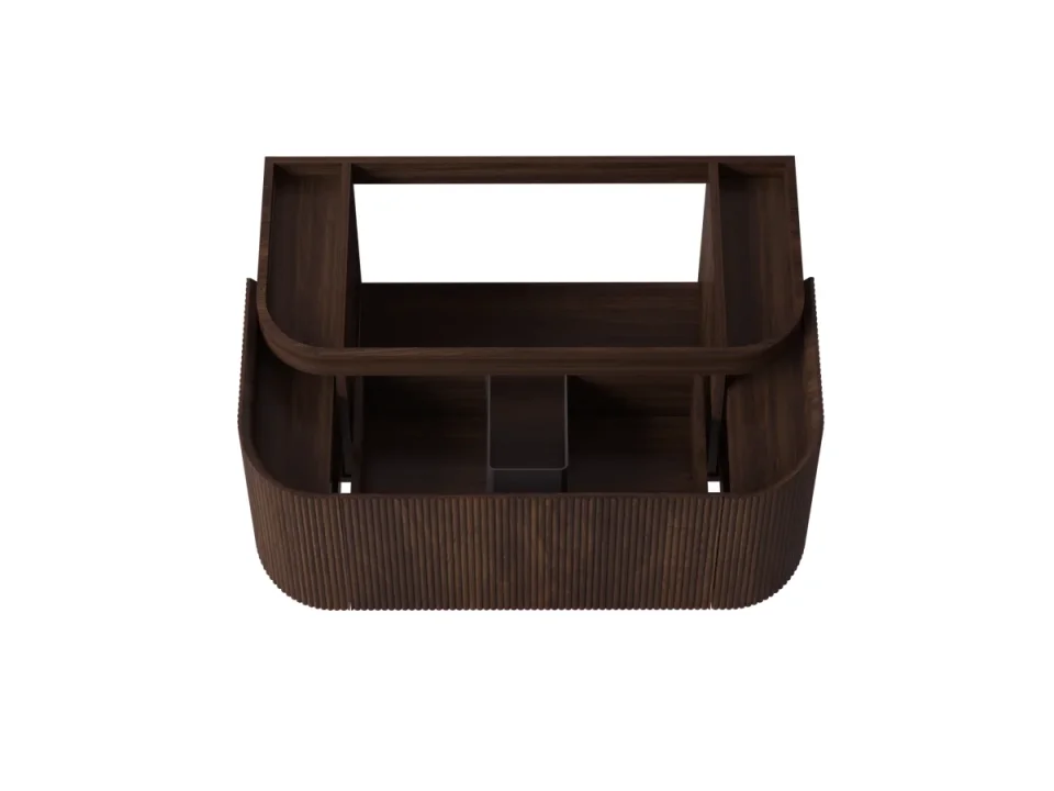 Faeber Lunar 3 Drawer Curved Fluted Vanity Unit 1000mm - Walnut product image - Image 1
