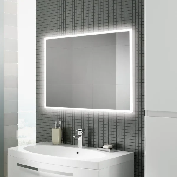 Hib Globe Illuminated Rectangular Wall Mounting Led Bathroom Mirror - Silver (hib7861000) - Ex Display