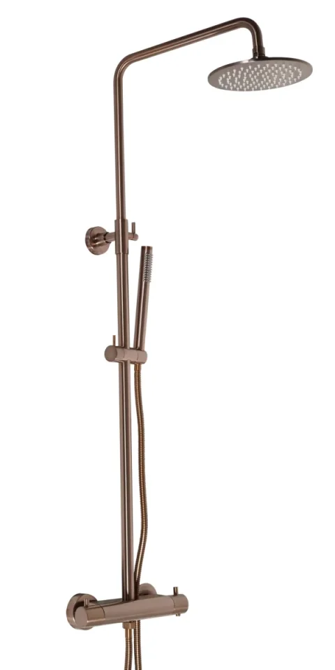 JTP VOS Thermostatic Bar Valve with 2 Outlets, Adjustable Riser and Multifunction Shower Handle Brushed Bronze product image - Image 1