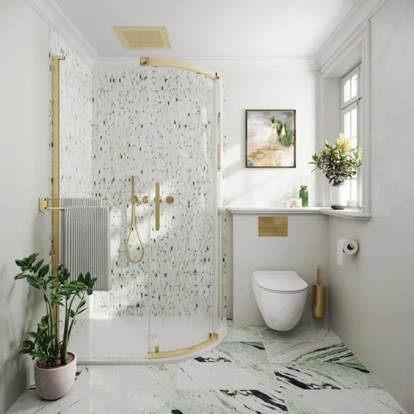 Crosswater Optix Offset Quadrant 1200x900 Left Hand Brushed Brass