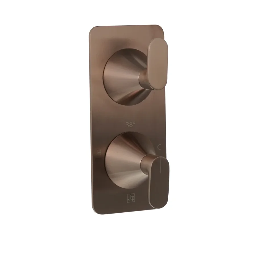 Just Taps Kono Thermostatic Concealed 2 Outlet Shower Valve (both Handles Included) Brushed Bronze product image - Image 1