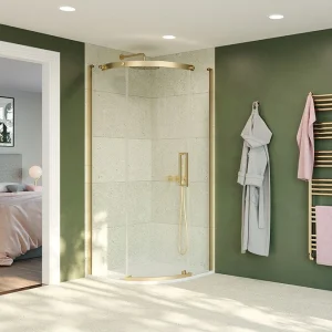 Crosswater Optix Quadrant 900x900 Left Hand Brushed Brass