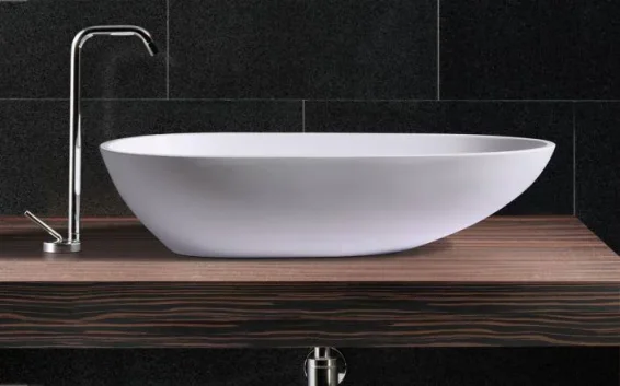 StoneKAST Ovale Sit On Basin Matt White 600x320mm product image - Image 1