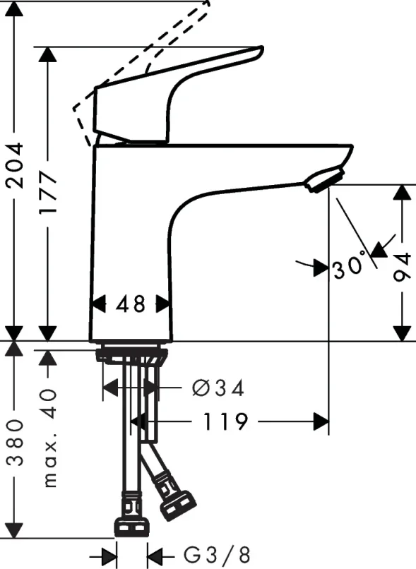 Hansgrohe Focus 100 Bas.m.coolst.w/o Wastechrome detail view - Image 3