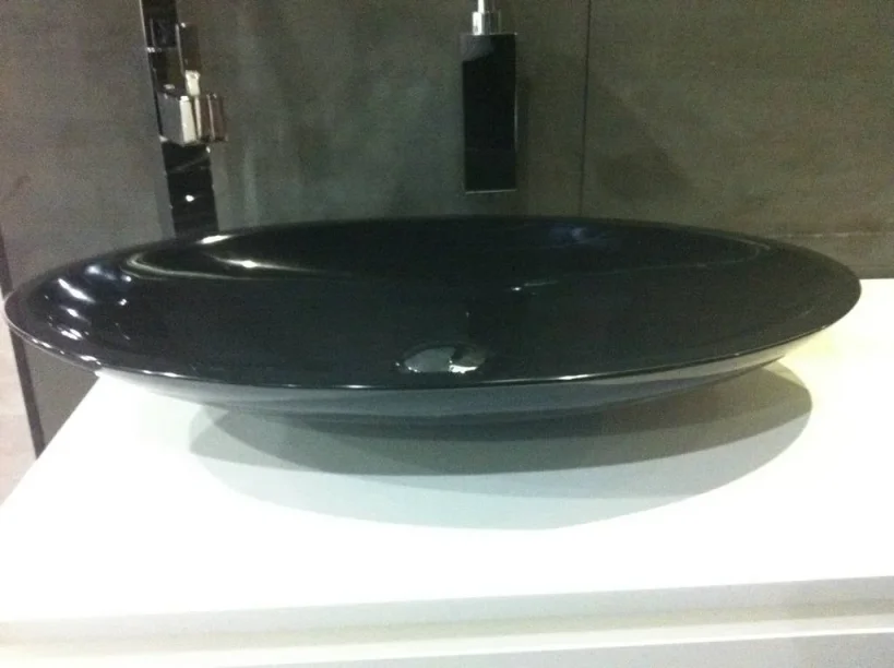 Stonekast Uni Countertop Basin Gloss Black 630x375mm product image - Image 1