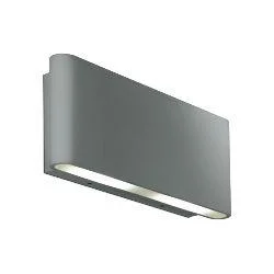 Aurora 240v Aluminium Ip54 Fixed Updown Led Wall Light Satin Silver