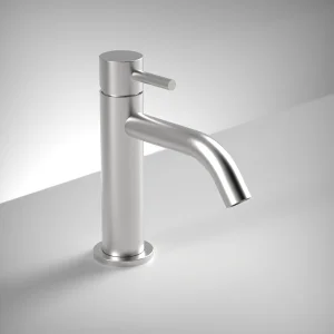Ava Trend Deck Mounted Basin Mixer Monobloc - Brushed Stainless Steel