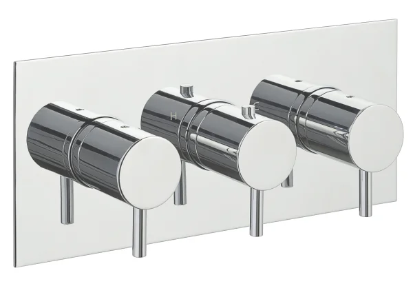 Just Taps Thermostatic Concealed 3 Outlet Shower Valve Horizontal Chrome