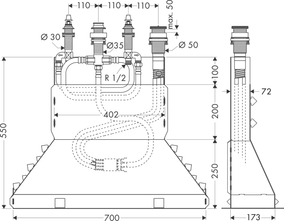 Hansgrohe 4-hole Basic Set With Secuflex Box detail view - Image 3