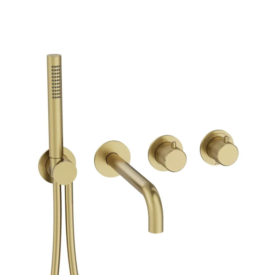 Crosswater Module 3one6 2 Control Trimset With Bath Spout & Handshower Stainless Brushed Brass Effect product image - Image 1