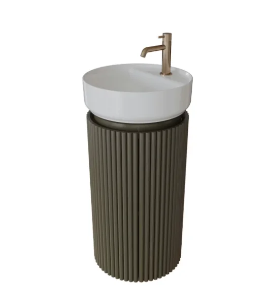 Saneux Oxford 40cm Fluted Floor Standing Basin Unit - Matte Mocha