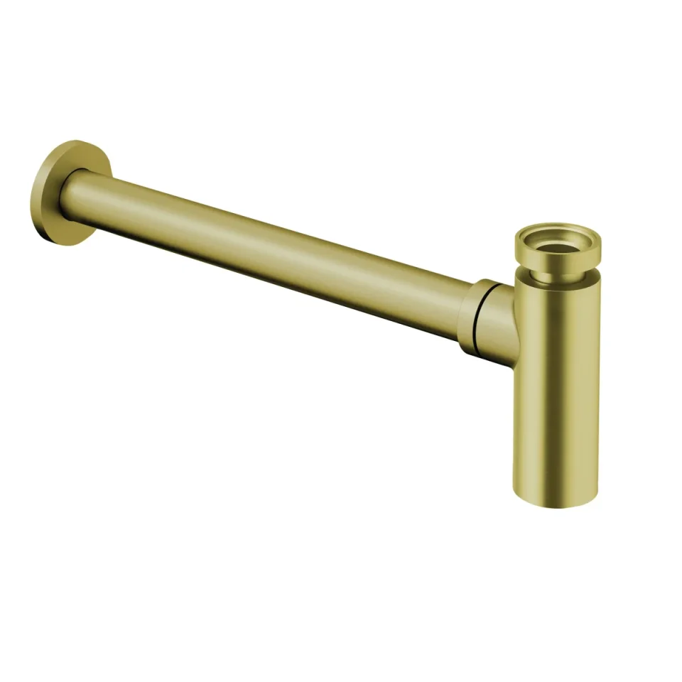 Crosswater 3ONE6 Tall Bottle Trap Stainless Brushed Brass Effect detail view - Image 2
