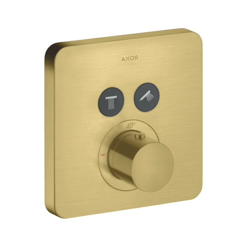 Axor Showersolutions Thermostatic Mixer Softsquare For Concealed Installation For 2 Outlets Brushed Brass product image - Image 1
