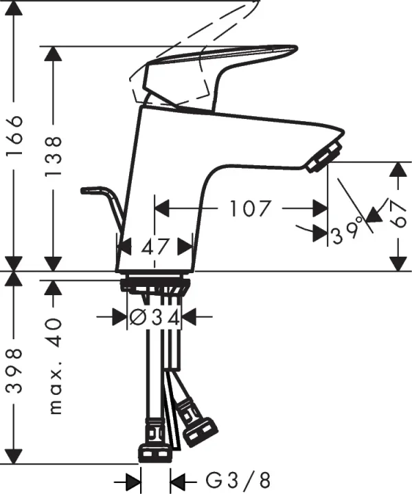 Hansgrohe Logis Basin Mixer 70 Chrome Chrome detail view - Image 3