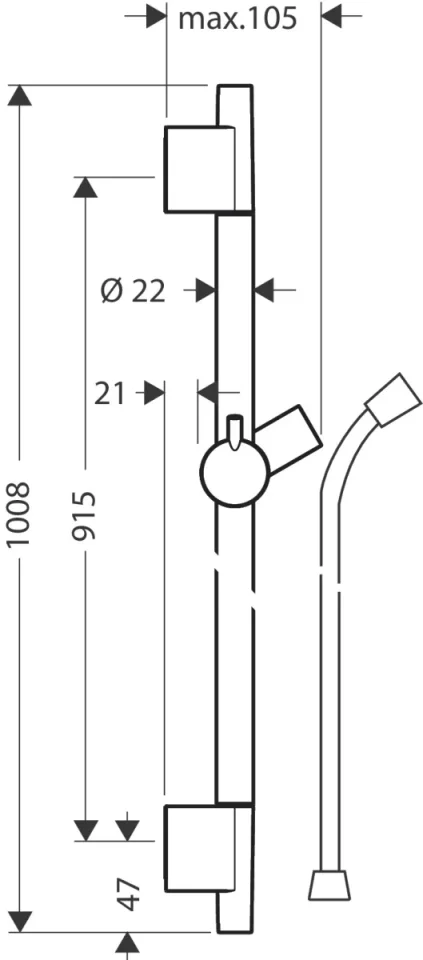 Hansgrohe Unica's Puro 900mm Chrome Chrome detail view - Image 3