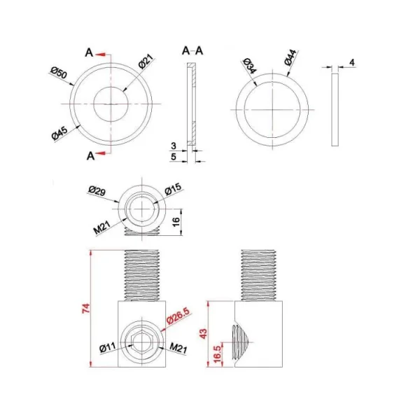 Crosswater Golf Wall Outlet Designer Chrome technical drawing - Image 3