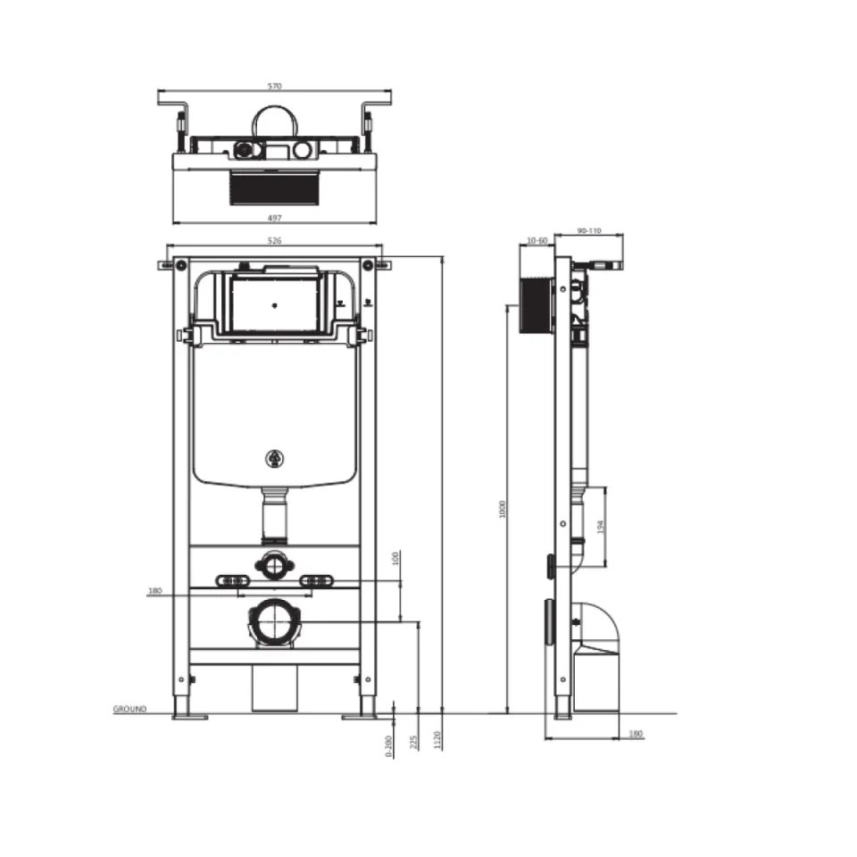 Crosswater Slim Depth Wc Support Frame 1.12m Height (with Dual Flush Concealed Cistern & Installation Kit) detail view - Image 2
