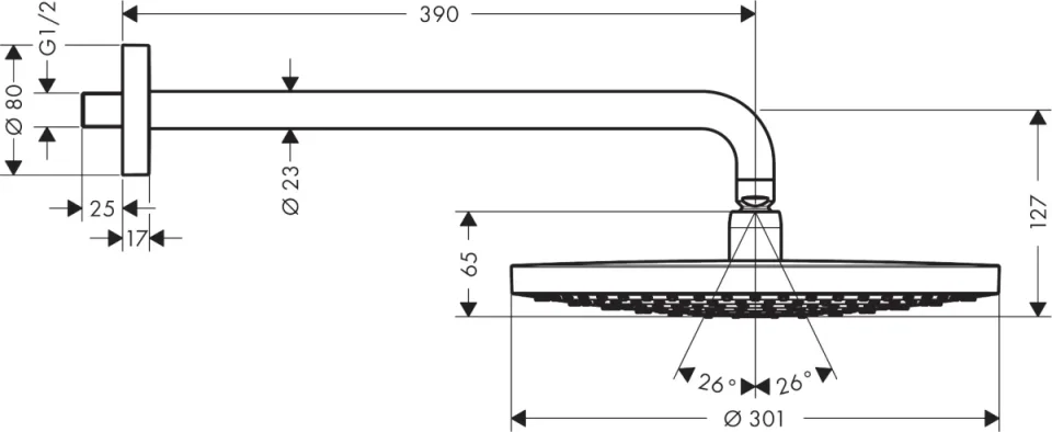 Hansgrohe Xx Rd Select S 300 2jet Oh Wall Wh/chr. White/chrome detail view - Image 3