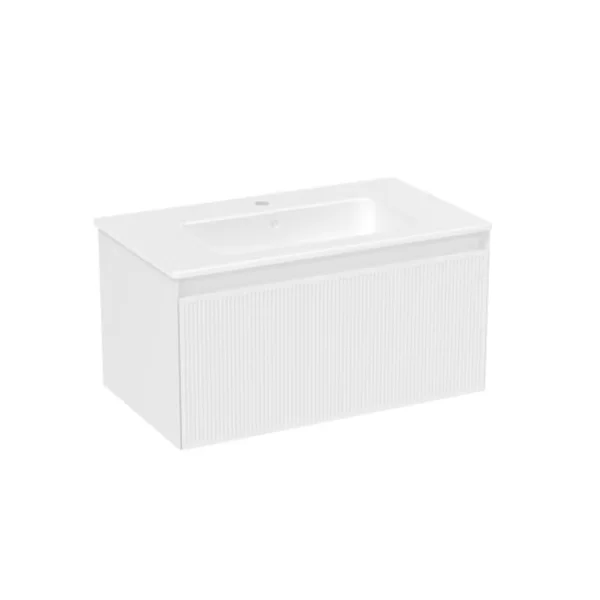 Saneux Monument 80cm 1 Drawer Wall Mounted Unit - Matte White