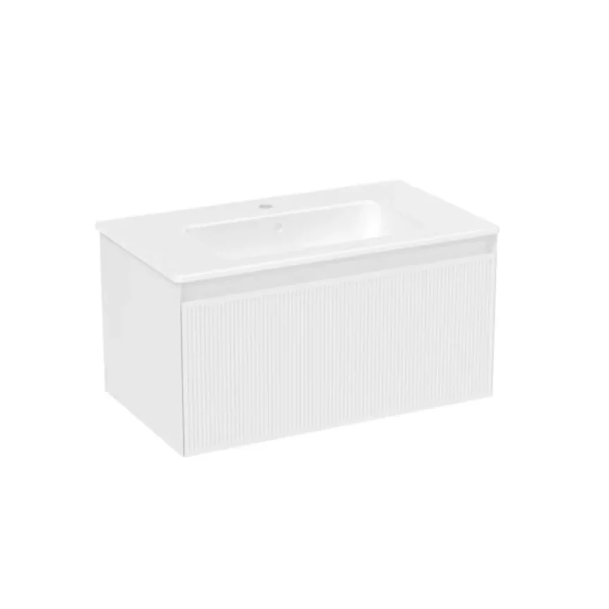 Saneux Monument 80cm 1 Drawer Wall Mounted Unit - Matte White product image - Image 1