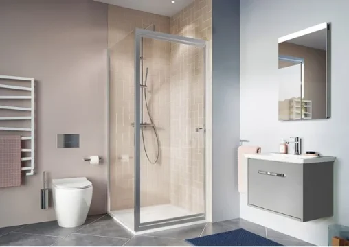 Crosswater Clear 6 Infold Door 900 Silver product image - Image 1