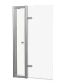 Burlington Classique Hinged Bath Screen With Access Door 850 And Guild 1909 Handle Brushed Nickel
