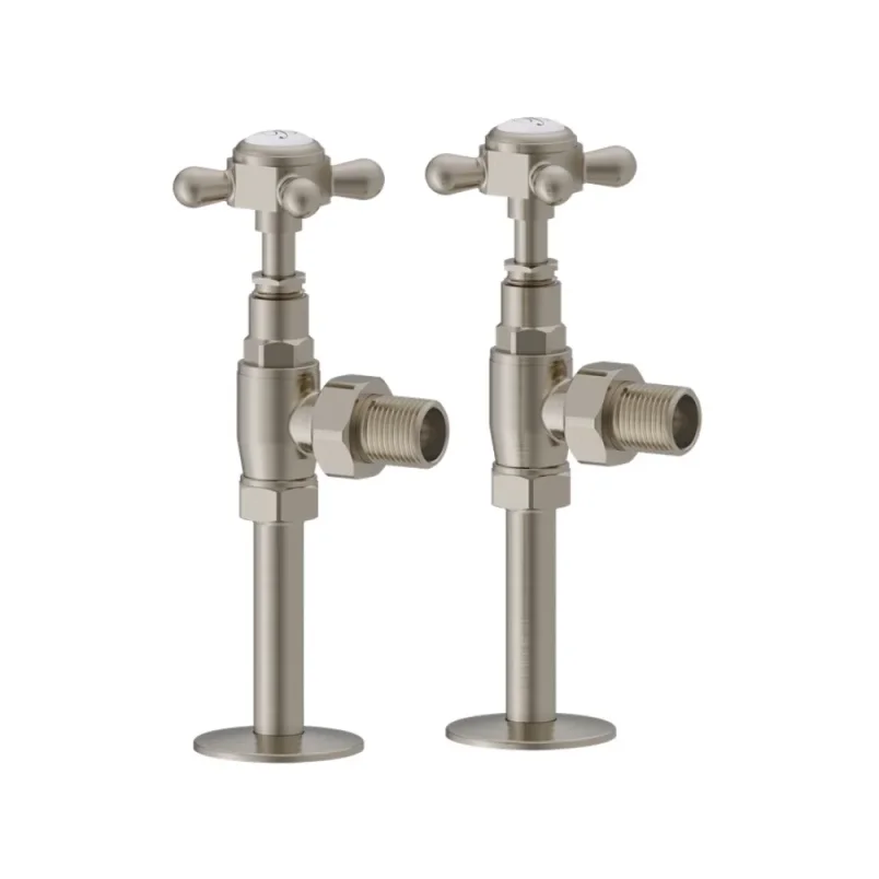 Burlington Angled Radiator Valve Brushed Nickel product image - Image 1