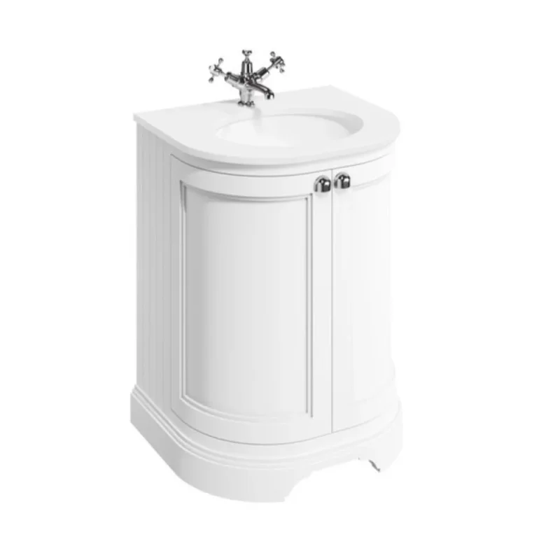 Burlington Curved Basin Unit 650 Doors Matt White product image - Image 1