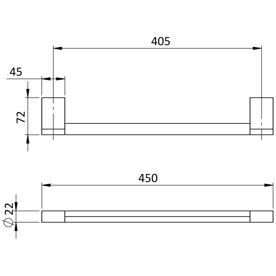 Crosswater MPRO Towel Rail 450mm Brushed Nickel detail view - Image 2
