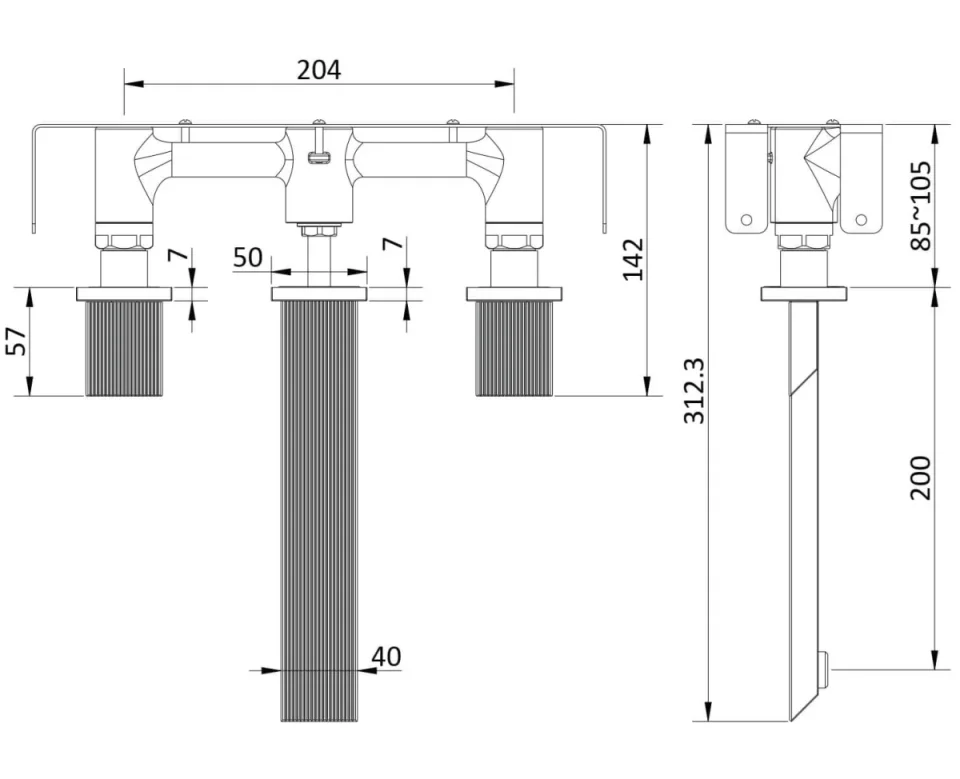 Crosswater Limit 3 Hole Basin Set Matt Black detail view - Image 2