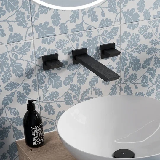 Crosswater Limit 3 Hole Basin Set Matt Black detail view - Image 3