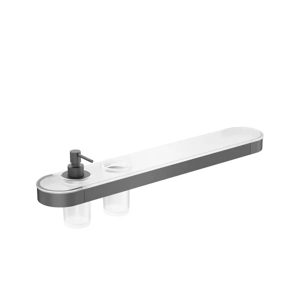Crosswater Velo Tray Soap Dispenser & Tumbler Holder Slate