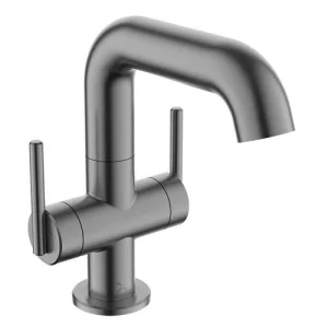 Crosswater 3ONE6 Lever Basin Side Deck Mixer 2 Handle Stainless Slate
