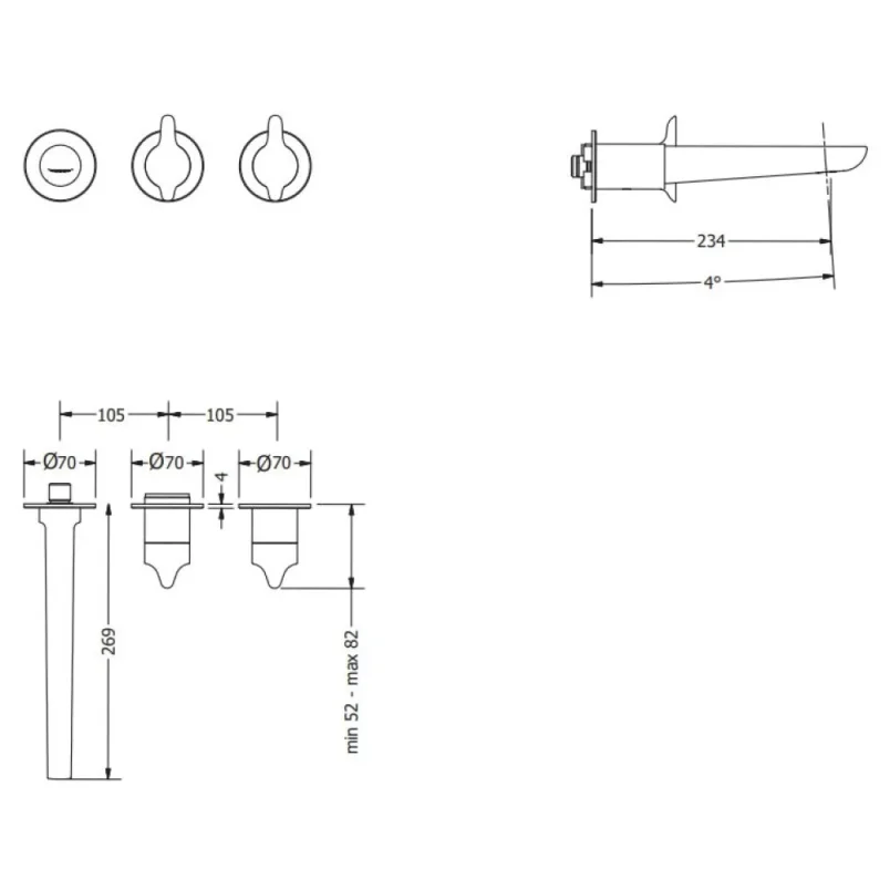 Crosswater Module Foile 2 Handle With Bath Spout Brushed Brass detail view - Image 2