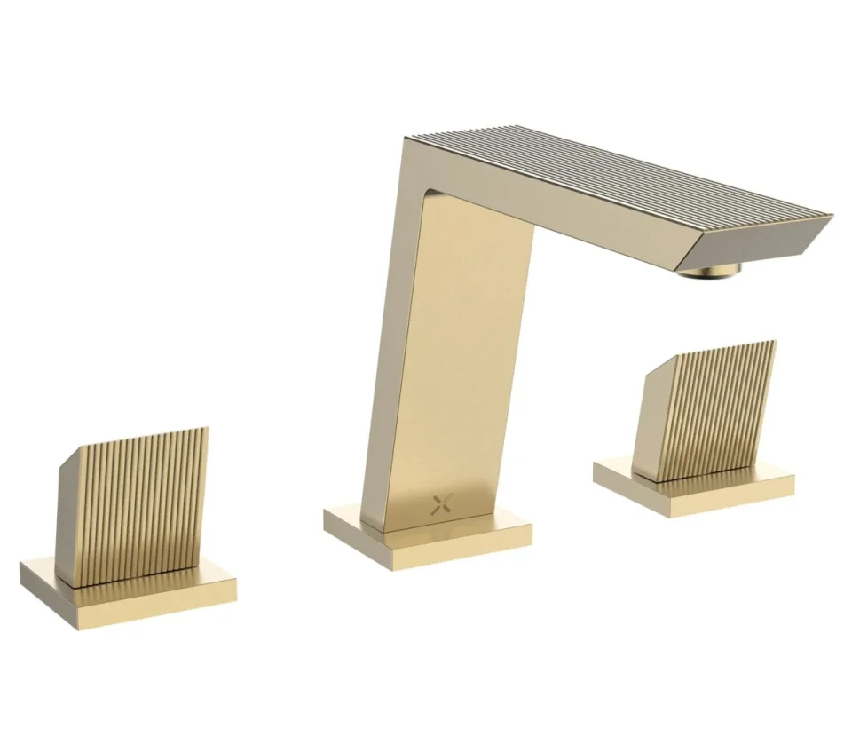 Crosswater Limit 3 Hole Basin Set Brushed Brass detail view - Image 2