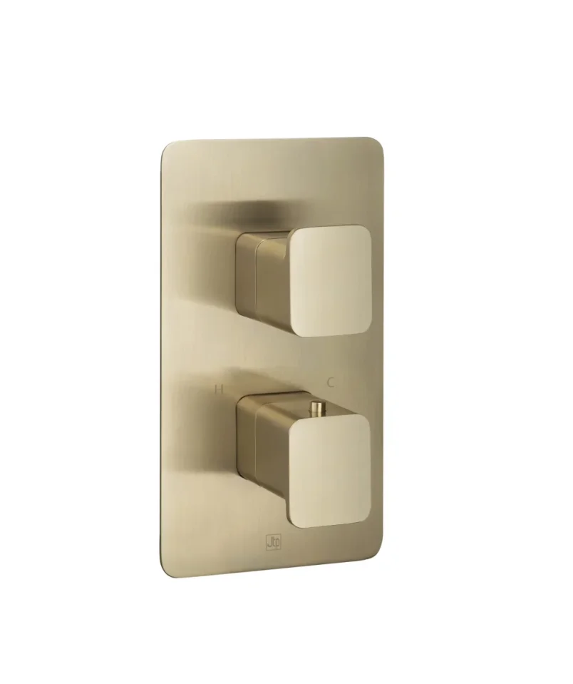 Just Taps Hix Thermostatic Shower Valve Single Option Brushed Brass product image - Image 1