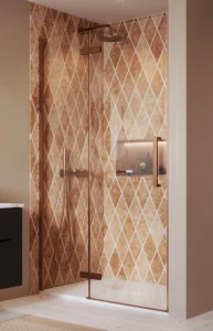Crosswater Asura Hinged Door with Inline 1400 Brushed Bronze