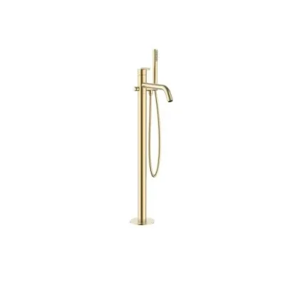 Crosswater 3ONE6 Lever Bath Floor Standing Filler Stainless Brushed Brass Effect detail view - Image 2